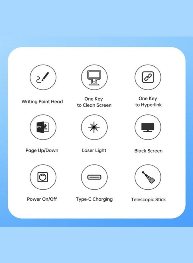 مؤشر عرض لاسلكي، مع قلم إلكتروني 2 في 1 للشاشات التي تعمل باللمس، اتصال لاسلكي ثابت بتردد 2.4 جيجاهرتز، شاشة رقمية واضحة، مناسب لعروض PowerPoint والاجتماعات والمكاتب والتدريس. - Image 4